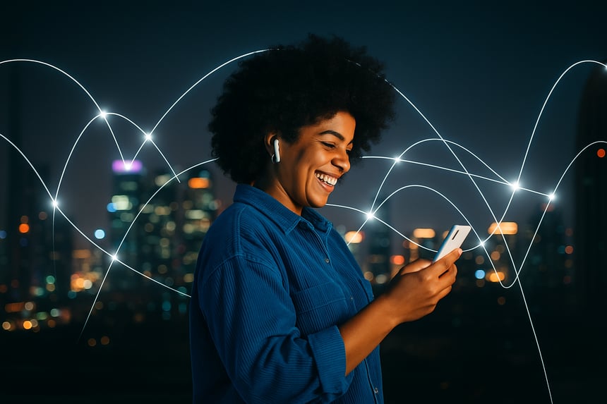 Mulher usando Ai no Celular 