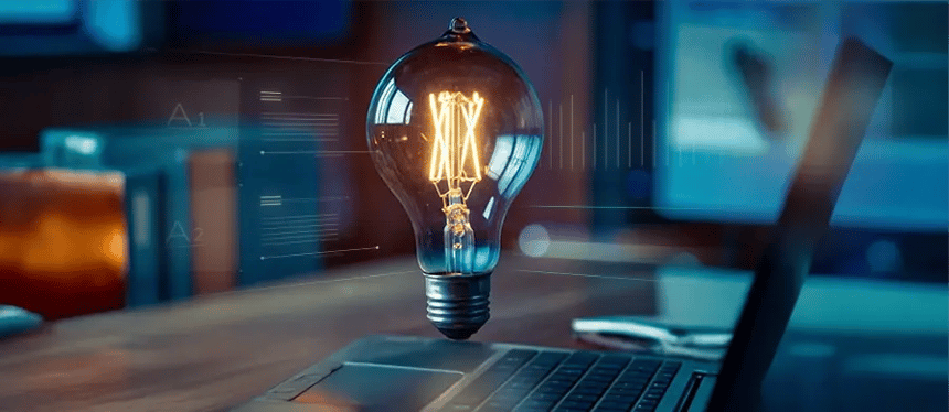 A_light_bulb_floating_above_a_laptop_in_a_mod_1 copy