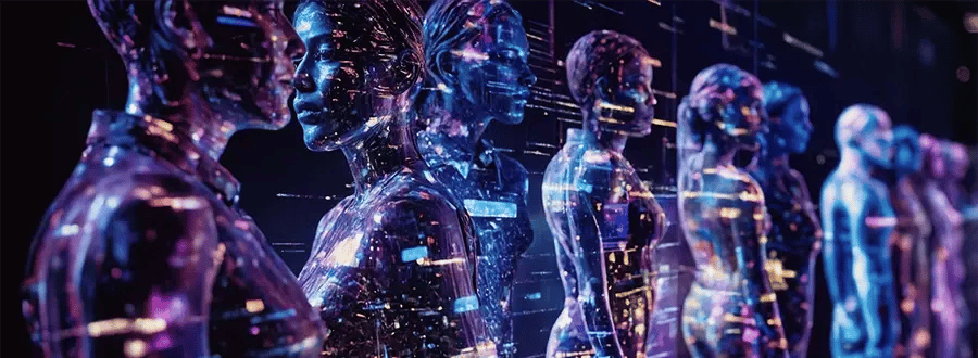 Silhuetas de pessoas digitais