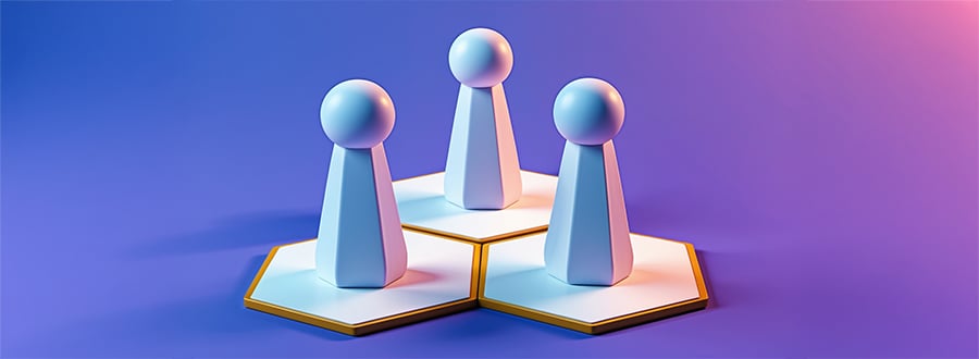 Três peças representando o tripé da governança de relacionamento